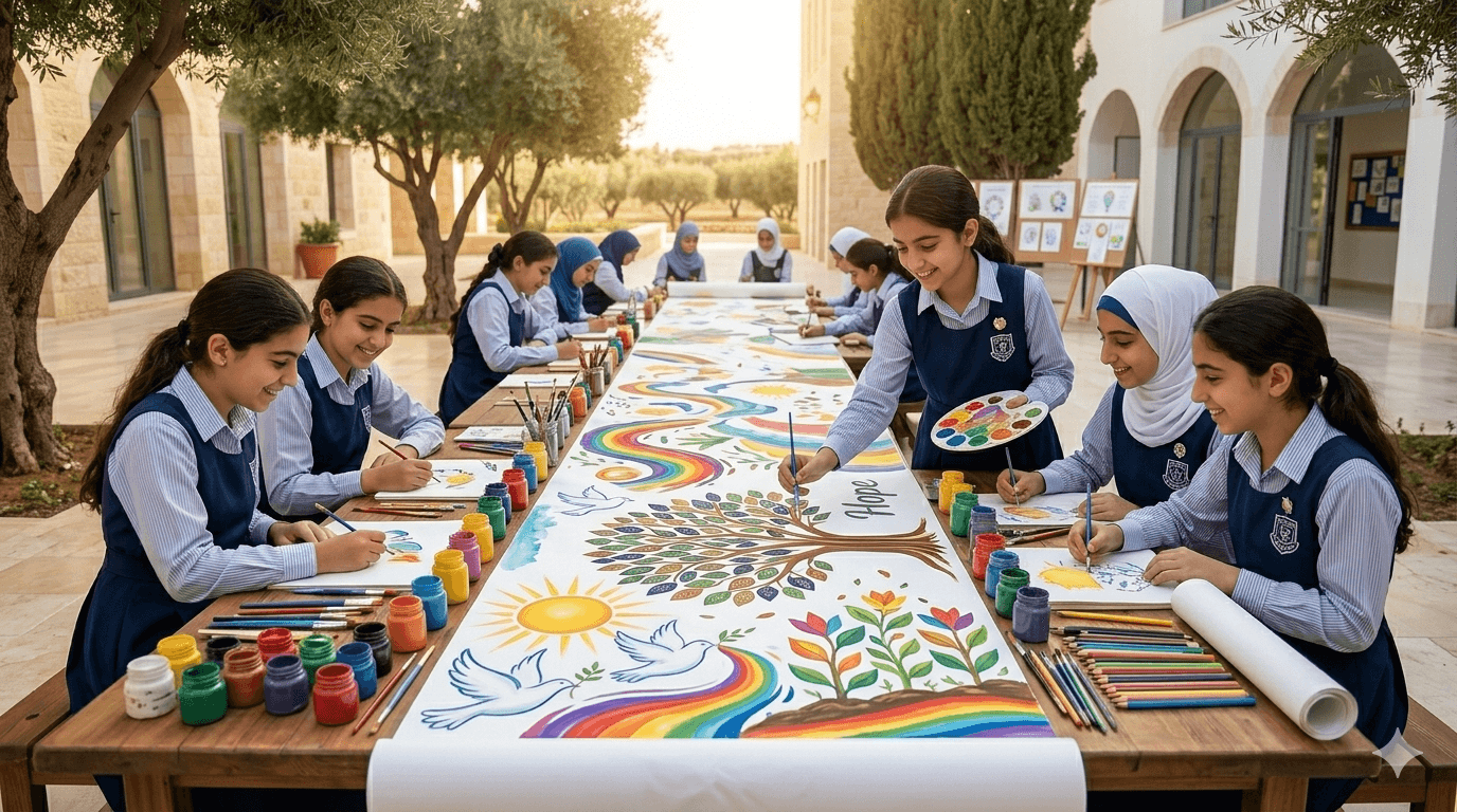 لوحة الألوان: مدرسة الدكتور غزال تطلق نشاطاً مبتكراً للدعم النفسي والتفريغ بالفن