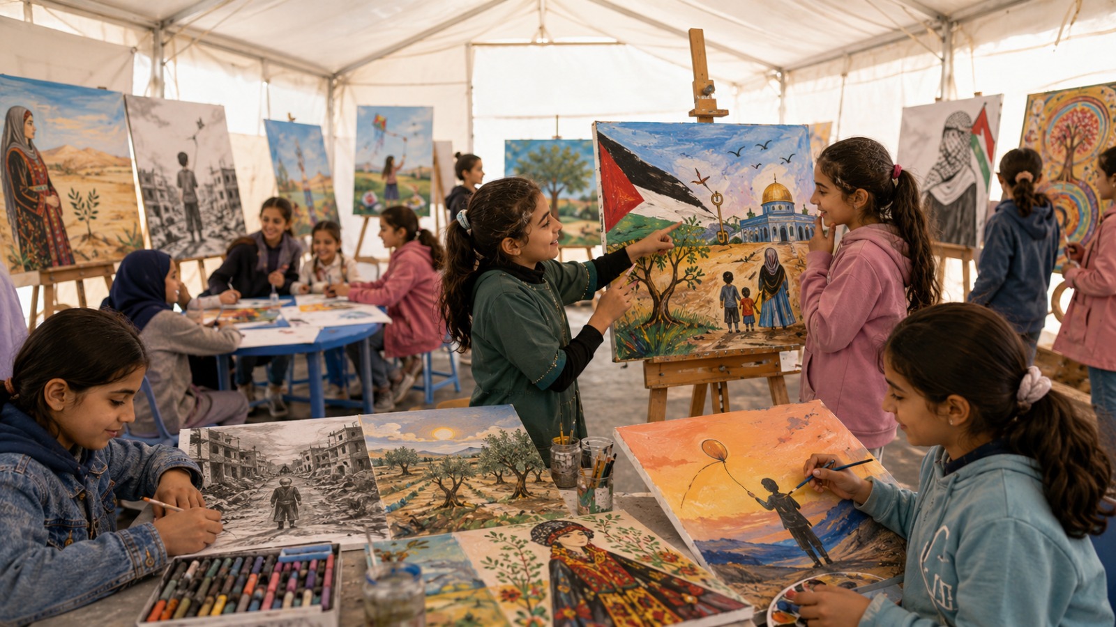 معرض فني لطالبات مدرسة الدكتور غزال | الفن لغة الأطفال والأمل