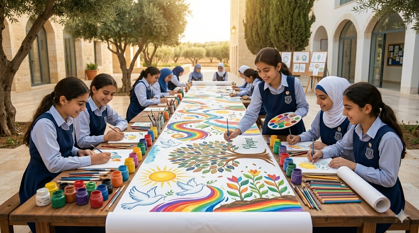 لوحة الألوان: مدرسة الدكتور غزال تطلق نشاطاً مبتكراً للدعم النفسي والتفريغ بالفن